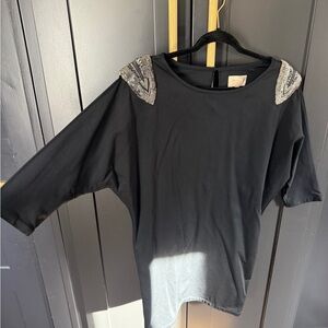 Elizabeth and James Black Top with Silver Embellishments